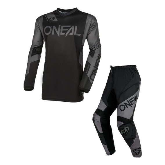 Traje Oneal Element Racewear Motocross Enduro Negro/gris