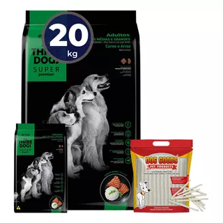 Three Dogs Sp Adulto Razas Med Y Grand 15 Kg + Regalo + Env.