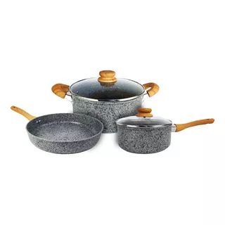 Set Olla Cacerola Sarten Hudson Induccion Granito Stone Bz3