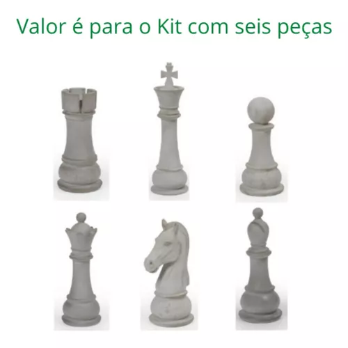 6 peças de xadrez coloridas - Concreto