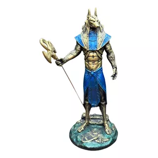 Estatua Anubis Dourado E Azul Mod 01 - Studio Orion