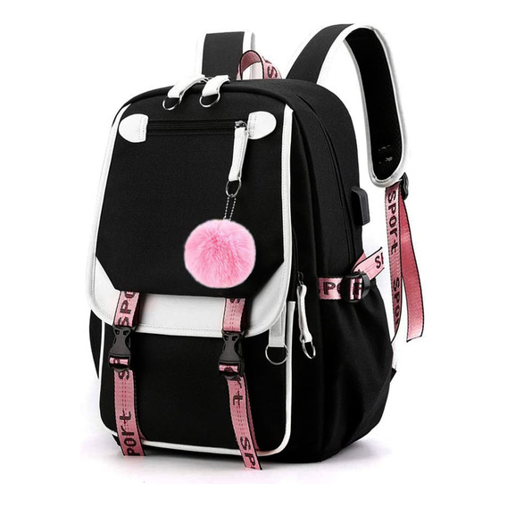 Mochila Kawaii Estilo Coreano Juvenil Moda Con Puerto Usb