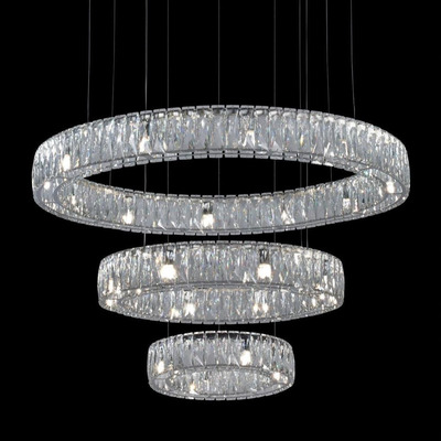 Colgante Doble Aro Cristal Ring Ice Tensores En Base Pal Cromo