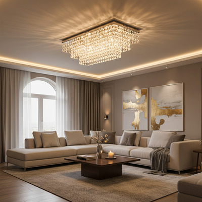 Lampara Plafon Lluvia Cristal Cairel Piazza 6 Luces Led Pal Cromo