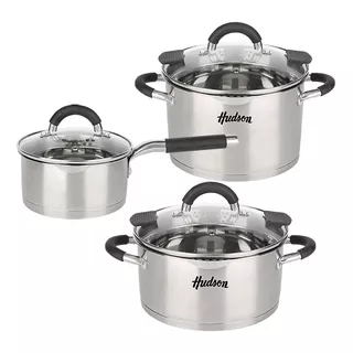 Bateria De Cocina Hudson 6 Piezas Apto Induccion Acero Ollas