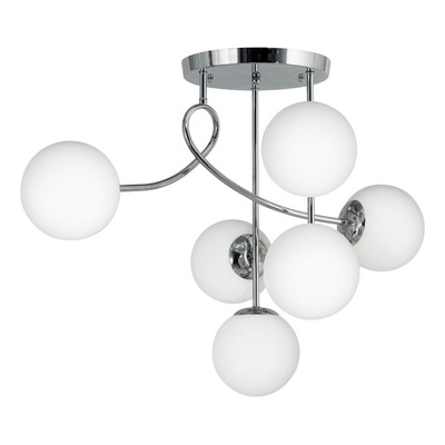 Plafon Luna Rulo 6 Luces Cromo Opal Apto Led E27 Plug