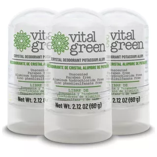 Vital Green Desodorante Cristal Alumbre 60gr (paquete 3 Und)