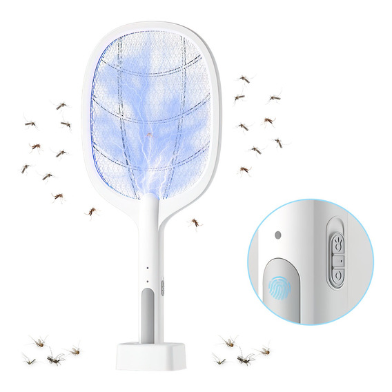 Raqueta Eléctrica Recargable Mata Moscas Y Mosquitos Led