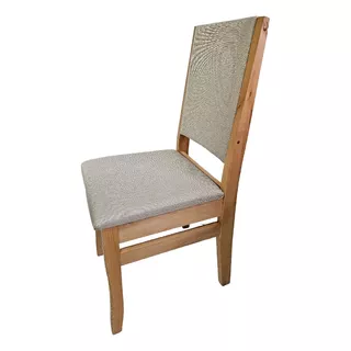 Cadeira De Madeira Maciça Com Estofado Em Linho