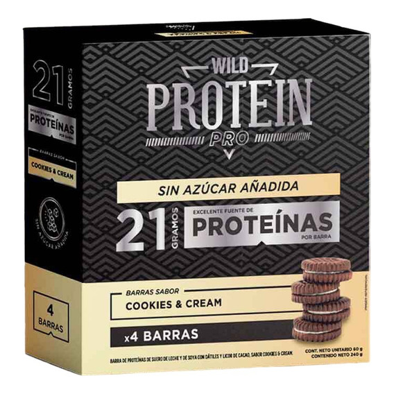 Caja De 4 Barritas Wild Foods 21g Proteína Cookies & Cream