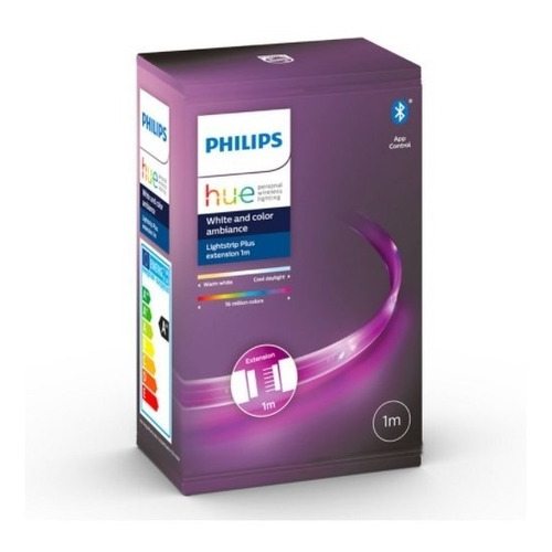 Extensión Cinta Led Inteligente Philips Hue 1m Bluetooth Color de la luz RGB