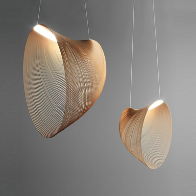 Colgante Led Snail Madera Corte Laser 60cm Moderno Gmg