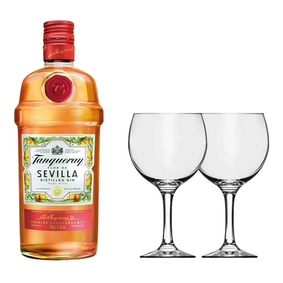 Gin Tanqueray Flor De Sevilla 700ml + 2 Copas  Zetta Bebidas