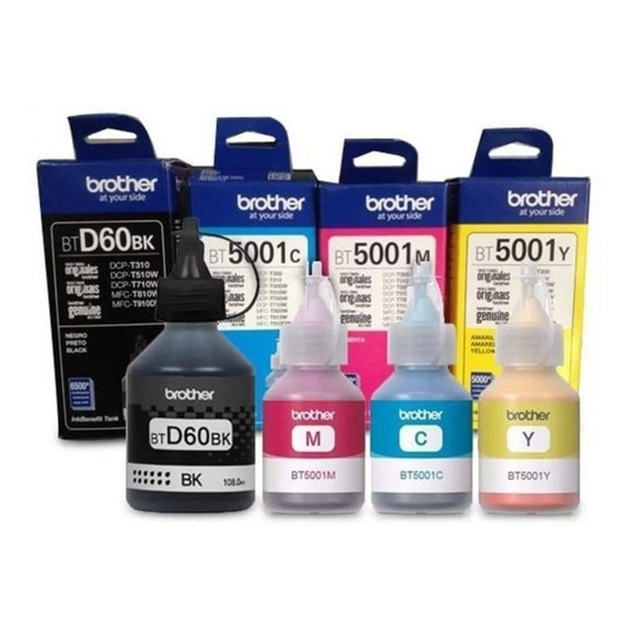 Kit De 4 Tintas Originales Brother - Bt-d60bk Bt5001 (c,m,y)