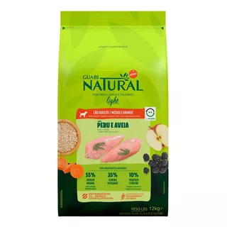 Ração Guabi Natural Cão Adulto Light Médio Peru E Aveia 12kg