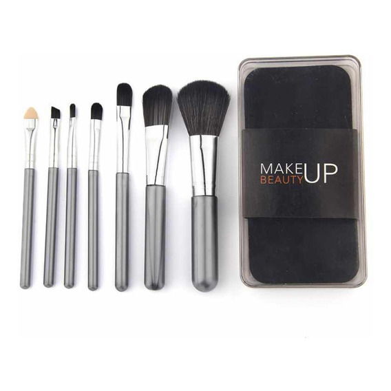 Set 7 Pinceles Maquillaje Brochas Profesional Con Estuche