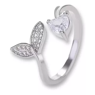 Anillo Plata Elegante Diamante Cola De Sirena Regalo De Lujo