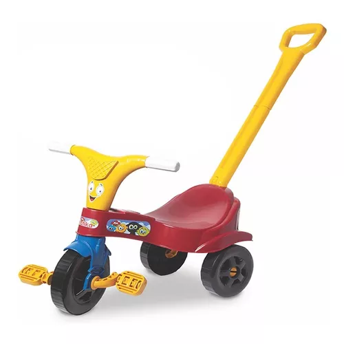 Triciclo Infantil Motoca Vermelho Menino C/ Empurrador