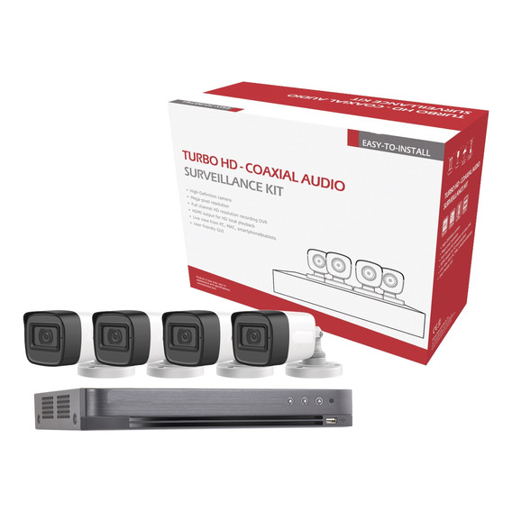 Kit Cctv 4 Cámaras  Hikvision 5 Mpx Turbo Hd Audio/exterior 