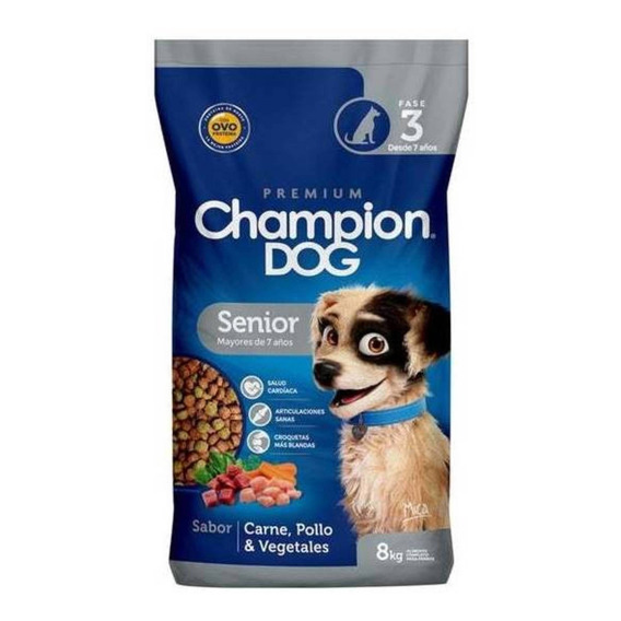 Alimento Champion Dog Mayores de 7 años para perro senior sabor carne y pollo y vegetales en bolsa de 8kg