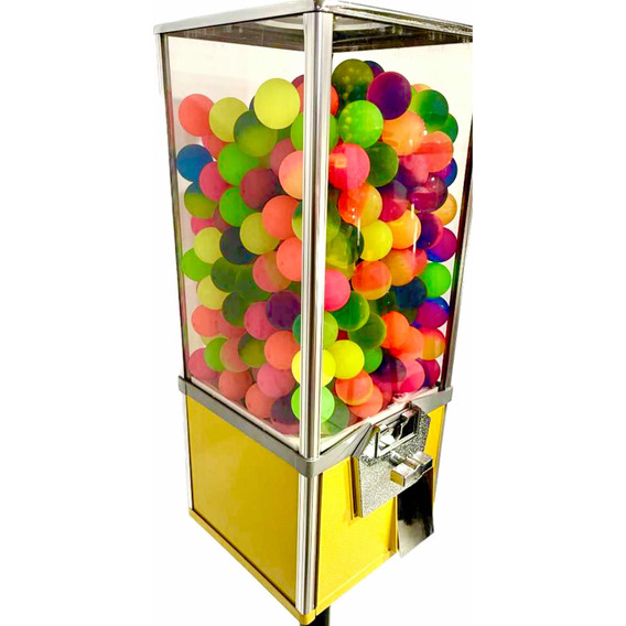 Chiclera Pelotera Vending 1 Y 2 + Base+ Pelotas Amarilla