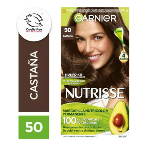 Kit De Tintura Permanente Nutrisse De Garnier Tono Tono 50 Castaña