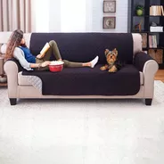 Protector De Sofa 3 Puestos Doble Faz Gris - Negro