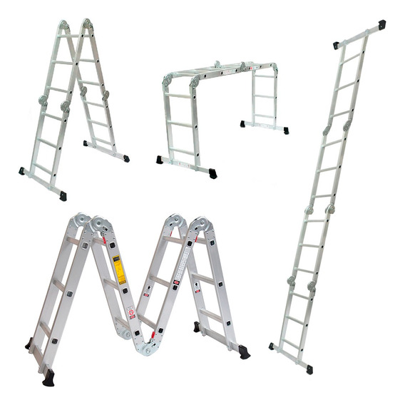 Escalera Multifuncional Plegable 16 Pasos En Aluminio X-home