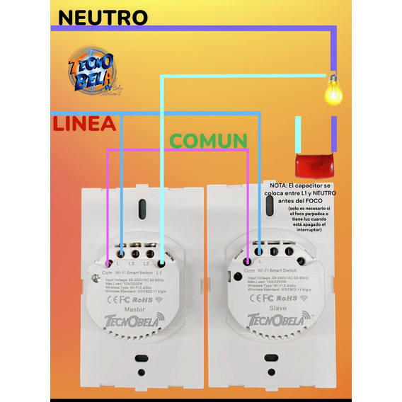 Apagador Escalera Inteligente Wifi 1 Boton Con O Sin Neutro 