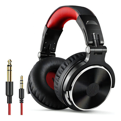 Oneodio Pro-10 Red Black Wired Audifonos Color Negro