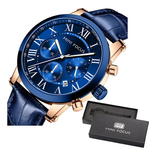 Reloj Cronógrafo Casual Mini Focus Con Calendario Color De La Correa Azul