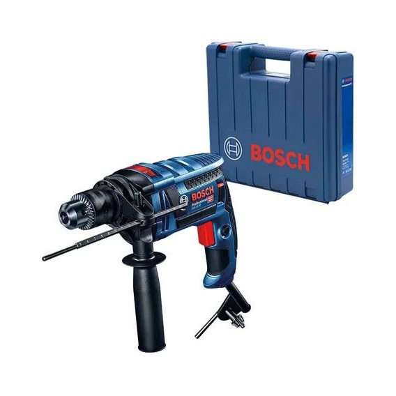 Taladro percutor atornillador eléctrico de 13mm Bosch GSB 16 RE 750W + accesorio con maletín de transporte 220V