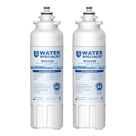 2 Filtros Agua Compatible Con Neveras LG Lt800p Adq73613401