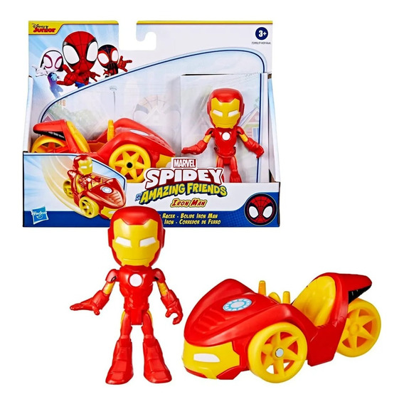 Figura De Acción Iron Man Spidey Amazing Racer Con Vehículo