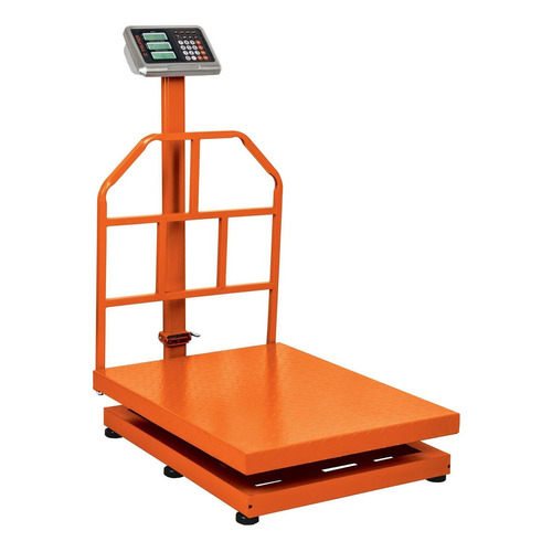 Báscula comercial digital Truper BAS-PLA 15733 500kg con mástil 127V naranja 80 cm x 60 cm