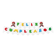 Banderín Feliz Cumpleaños-banderín Mario Bros-banner Cumple
