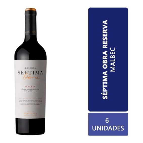 Vino Séptima Obra Reserva Malbec Caja X 6 X 750ml.