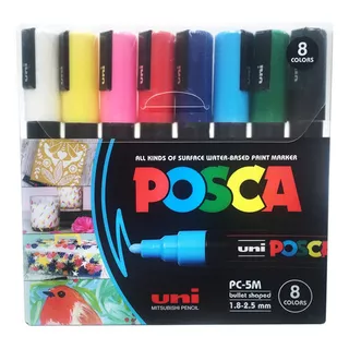 Marcadores Posca Pc 5m Estuche X8 Colores Clasicos