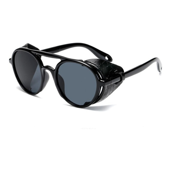 Gafas De Sol Retro Punk Cuero Con Estuche