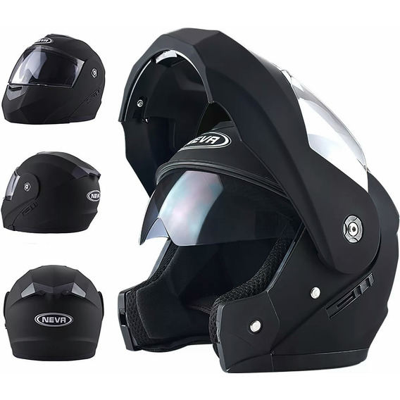 Casco De Moto Totalmente Plegable Con Doble Visera Mate