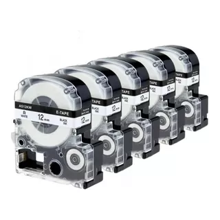 5x Fitas Lc-4wbn Para Rotulador Epson Lw-300 Lw-400 12mm