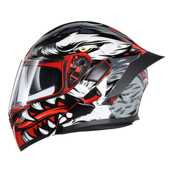 Casco De Moto De Cara Completa Abatible Con Doble Visera