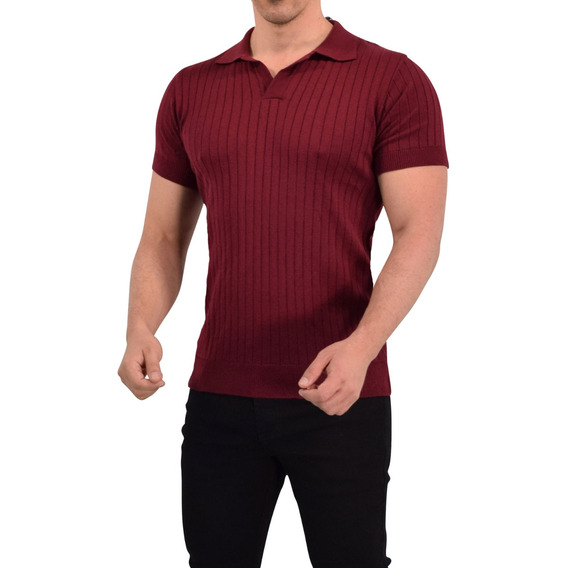 Playeras Polo Knitted John Leopard Ajuste Muscle Fit Tejida