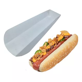 Charolas Para Hot-dog Jumbo Banco 30 Cms 100 Pzas