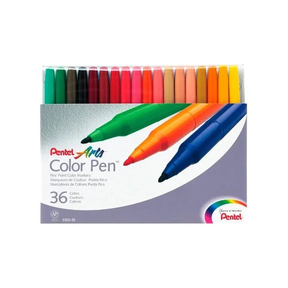 Estuche 36 Marcadores Color Pen Pentel