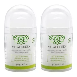 Desodorante Vital Green Piedra Cristal 100gr Sin Fragancia 100 g Pack De 2 u