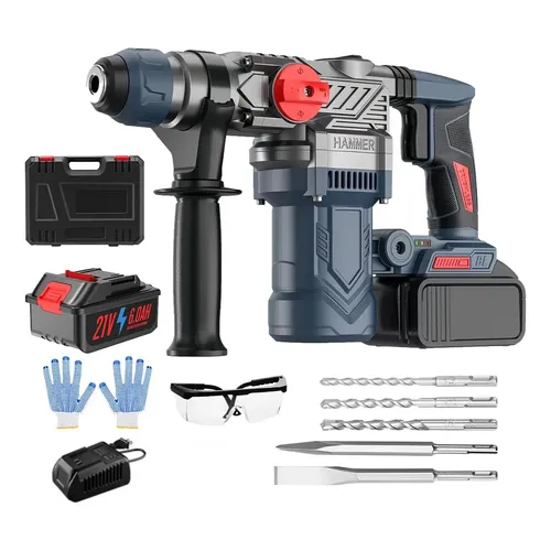 Taladro Rotomartillo Inalámbrico Cincelador Perforador Negro