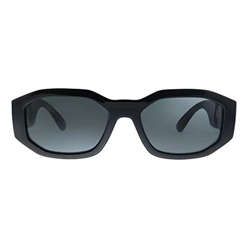 Anteojos de sol Versace VE4361 con marco de plástico color negro, lente gris clásica, varilla negra/dorada de plástico