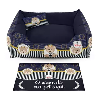 Cama Cachorro Gato Pet Tam 60x60 + Jogo Americano Pet 33x50 Cor Ursinho Imperial