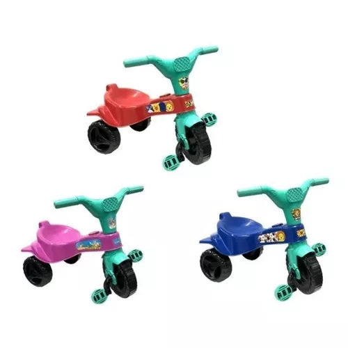 Triciclo Azul Motoca Criança Desmontavel Adesivos Menino em